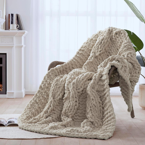 lot 11112 image: Chunky Knit Throw Blanket  Soft Chenille, 40x50, Thick & Cozy