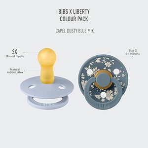 lot 9451 image: BIBS x Liberty Premium Pacifier (2-Pack)  Capel Dusty Blue