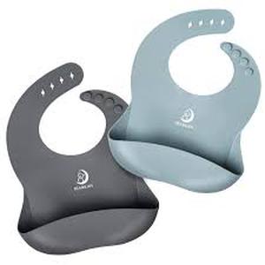 lot 9459 image: Adjustable Silicone Baby Bibs (2-Pack)