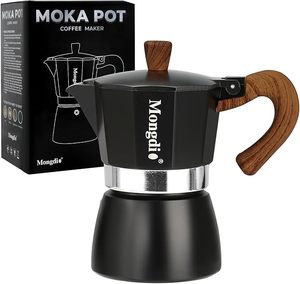 lot 9468 image: Mongdio 3-Cup Stovetop Moka Pot  Black (5 oz)