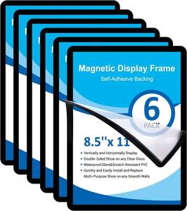 lot 9476 image: 6 Pack Magnetic Sign Holder, 8.5 X 11 Magnetic Wall Mount Sign