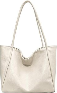 lot 9482 image: LassZone Soft PU Leather Work Tote  Off-White