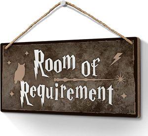 lot 9487 image: Heuhuww Room of Requirement Wooden Wall Plaque (6x12 Inch)
