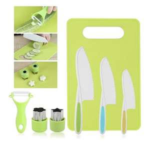 lot 9507 image: 7-Piece Kids Kitchen Knife Set  Real Cooking Tools for Beginners