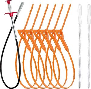 lot 9508 image: 9-Piece Universal Drain Clog Remover Kit  Heavy-Duty Cleaning Tools