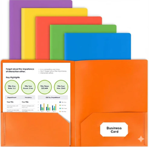 lot 9529 image: 10 Pack Plastic Two Pocket Folders  Heavy Duty Colored File Folders with Business Card Holder  Letter Size 8.5x11