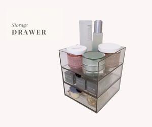 lot 9533 image: Clear Acrylic Drawer Organizer  3 Tier Storage Unit for Makeup, Jewelry & Desk Essentials
