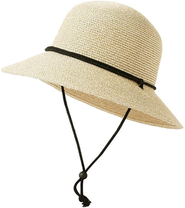 lot 9536 image: Womens Sun Straw Summer Floppy Beach Hat Light Beige