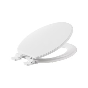 lot 3953 image: American Standard Moments Wood White Elongated Soft Close Toilet Seat