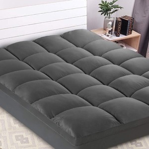 lot 3968 image: KarRISM Extra Thick Mattress Topper, Cooling Mattress Pad Cover Topper, 400TC Cotton Pillow Top (Dark Grey, Cali King)