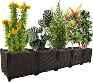 lot 3972 image: Large Planters for Outdoor Plants pots Elevated Garden Boxes Raised Garden Bed Garden Patio Balcony Deck to Planting Flowers Vegetables Tomato and Herbs 4 Planters