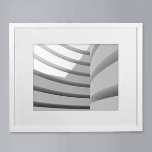 lot 3984 image: 16 x 20 Matted to 11x 14 Thin Gallery Frame White - Threshold Modern Wall Decor, Beveled Acid-Free Mat Set of 2 Frames One black one white