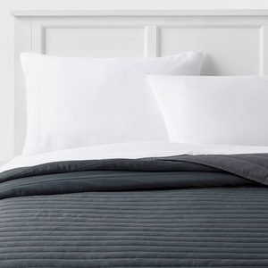 lot 3994 image: TwinTwin Extra Long Satin Quilt Dark Gray - Room Essentials Midweight Sateen Coverlet, OEKO-TEX Certified
