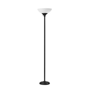 lot 3999 image: 71-in Black, White Torchiere Floor Lamp with Plastic Shade