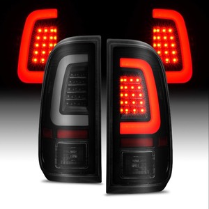 lot 4001 image: AmeriLite for 2008-2016 Ford F250 F350 F450 SD Pickup Truck Dark Black C-Type LED Tube Replacement Tail Lights wReverse Bulb - Passenger and Driver Side