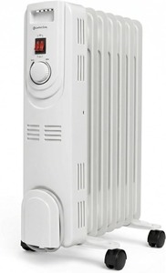 lot 4002 image: Comfort Zone Electric Oil-Filled Radiant Radiator Space Heater, Never Refill, Adjustable Thermostat, Tip-Over Switch & Overheat Protection System, Ideal for Home, Bedroom, & Office, 1,200W, CZ7007J