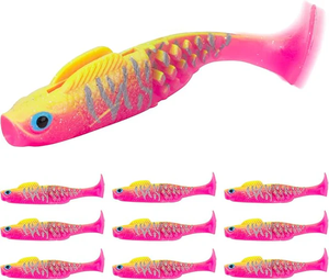 lot 3122 image: 2 Packs - 10 Pcs Bass Swimbaits, Soft Plastic, 2.6 Inch Paddle Tail Swimbaits (1 pk White & 1 pk Pink)