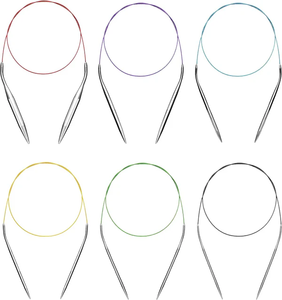 lot 3123 image: 2 Pack - Set of 6 Pairs of Circular Knitting Needles, Size 15, 11, 9, 7, 4, 1.5 -  Each needle tip is 5.75 long.