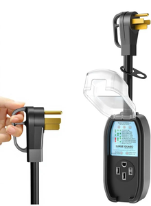 lot 3132 image: 50 Amp RV Surge Protector with Waterproof Cover - 14,000 Joules of Excess Energy, LED Diagnostics, Integrated Anti-Theft Security, Universal Compatibility