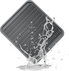lot 3134 image: 2 Pack - Silicone Dish Drying Mat - Fast Drying, Non-Slip, Heat Resistant Kitchen Counter Protector (Grey) (Size - 16 x 18)