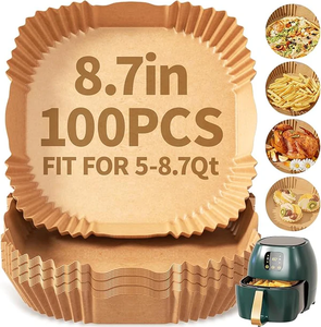 lot 3144 image: 2 Pack -  100PCS 8 Air Fryer Paper Liners Non-Stick Disposable Parchment