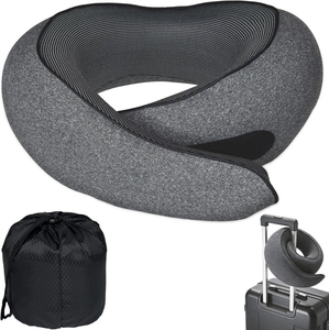 lot 3147 image: 2 Pack - Travel Neck Pillow Gel Memory Foam Adjustable Compact wCarry Bag
