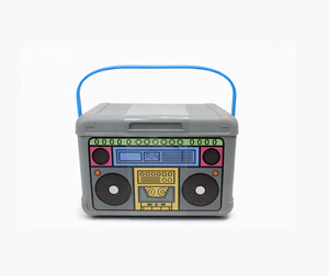 lot 3152 image: Retro Boombox Style Cooler  Portable Ice Chest with Handle for Parties & Outdoor Fun