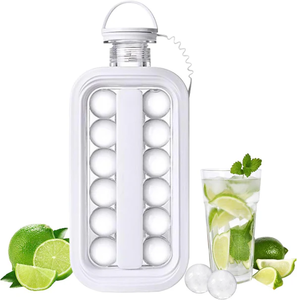 lot 3162 image: 2 Pack - 2-in-1 Silicone Ice Cube Tray Bottle  17 Ball Ice Maker, Leak-Proof & Odor-Free