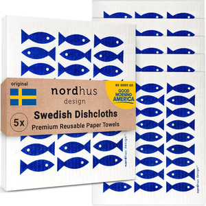 lot 3183 image: 2 Packs of 5per Pack - Reusable Swedish Dishcloths  Eco-Friendly, Super Absorbent, Fast-Drying Cleaning Cloths (Dual Texture, Compostable, 70% Cellulose)