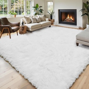 lot 2646 image: Area Rugs 9x12 Living Room, White Large Area Rug Shag Shaggy Carpet Soft Plush Furry Bedside Rug, Machine Washable Area Rugs for Bedroom Kids Girls Boys Home Decor Anti Slip(9 x 12, White)