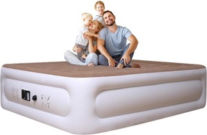 lot 2647 image: Etto Air Mattress Queen with Built in Pump, 18 inch Luxury Double High Air Bed Fast InflationDeflation, Portable Inflatable Blow up Mattress with Carry Bag for Camping, Home&Guests, 650lb MAX