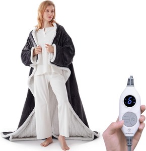 lot 2653 image: Westinghouse Electric Snuggle Throw Blankets with Foot Pocket, Wearable Heated Blanket with Sleeves, 6 Heating Levels & 2 to 10 Hours Heating Time Settings, 50  7018, Grey