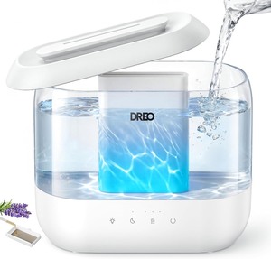 lot 2656 image: Dreo Humidifiers for Bedroom, 4L Top Fill for Large Room, 36H Runtime, 28 dB Quiet Supersized Cool Mist Air Humidifier for Baby Nursery, Plants, Indoor, Night Light, Easy to Clean & Fill, White