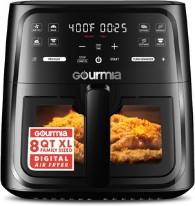 lot 2687 image: Gourmia 8 Qt Air Fryer, 8 Presets with Digital Display, FryForce 360° Technology, Easy View Window & Interior Light, Dishwasher Safe Basket, Black