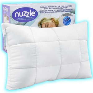lot 2686 image: Nuzzle Cooling Adjustable Pillow for Side Sleepers, Luxury Standard Size Bed Pillow Hotel Collection - Best Adjust Height Soft Firm Pillow for Back, Stomach or Side Sleepers - Home Gifts