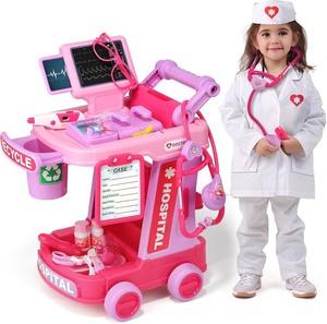 lot 4012 image: Liberry Doctor Kit for Toddlers Ages 2 3 4 5, Pretend Kids Doctor Playset with Cart, Costume and Stethoscope, Role Play Medical Toys Birthday Gift for Girls Boys (Pink)