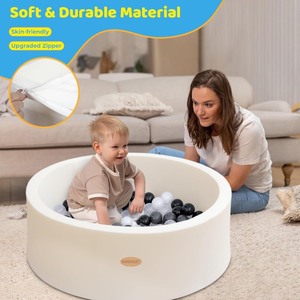 lot 4013 image: Baby Ball Pit 35.4 Soft Round Memory Foam Ball Pits NOT Included Balls Indoor Outdoor Playpen for Babies Toddlers Kids Great Gift for Girls Boys, White