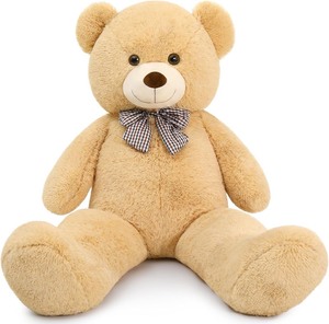 lot 4014 image: Giant Teddy Bear 4 Feet,Adorable and Cuddly Big Bear Stuffed Animal 47, Classic Teddy Bear Plush Gift Decoration for Baby Shower,Party,Birthday,Valentines Day,Tan