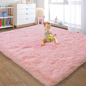 lot 4015 image: Soft Fluffy Rug for Living Room Bedroom, Large Comfy Modern Shaggy Fuzzy Kids Rug, Plush Indoor Nursery Classroom Home Decor Bedside with Non-Slip Bottom, Pink, 5X7 Feet