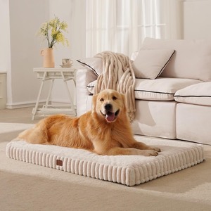 lot 4018 image: Orthopedic Dog Bed for Large Dog, Waterproof Pet Bed,Non-Slip Bottom and Egg-Crate Foam with Removable Washable Cover Crate Bed,Cream,36x27x3