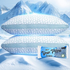 lot 4021 image: Double Sided Cooling Pillow for Hot Sleepers, Shredded Memory Foam Pillows King Size Set of 2, Adjustable Soft & Firm Gel Bed Pillow for Side, Back, Stomach Sleepers