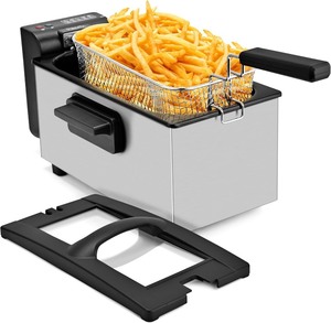 lot 4023 image: Pukomc Deep Fryer 3 Liter Capacity,1500W Oil Fryer with Adjustable Temperature,Viewing Window,Detachable Frying Basket,Made of Stainless Steel Material and Easy to Clean