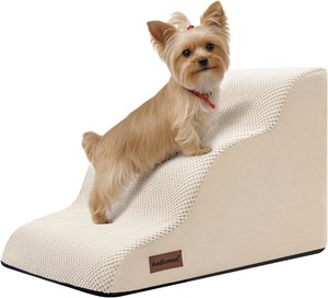 lot 4030 image: Aodisman Dog Stairs for Small Dogs,3 Step Dog Ramp for Couch and Bed,Pet Stairs with Non-Slip Bottom for Old Cats,Indoor Pet Steps,Comfort,Durable,15.4 H