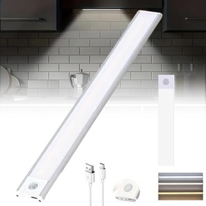 lot 4034 image: Under Cabinet Light, Punch-Free Smart Sensor Magnetic Rechargeable Led Lights, Under Cabinet Motion Sensor Lights 5 Pack 18 inch