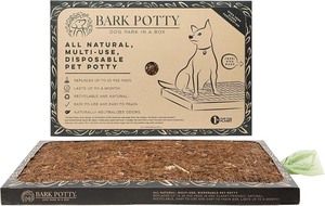 lot 4041 image: Bark Potty Large Dog Potty Training Box - Disposable, Long-Lasting Pee Pad Litter Replacement - Leak Resistant, Multi-Use, Odor Control, IndoorOutdoor Toilet Tray