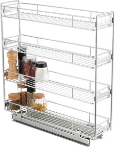 lot 4042 image: OCG 4-Tier Pull Out Kitchen Cabinet Spice Rack Holder Shelves (5 W x 21 D), Slide Out Slim Storage Wire Baskets for Storage Organization, Narrow Pull Out Storage for Narrow Space