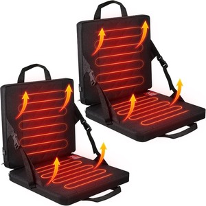lot 4043 image: Juexica 2 Pcs Portable Heated Seat Cushion Outdoor 3 Level Adjustable Foldable Stadium Seat for Bleacher USB Powered Heated Chair Pad for Sport Event Camping Indoor