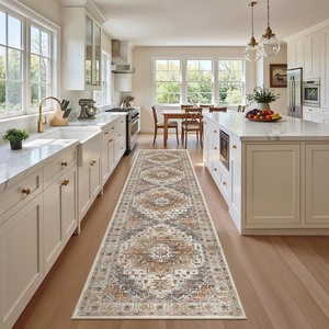 lot 4048 image: Madane Runner Rugs for Hallway 2x10 Long Washable Non-Slip Hallway Runner Rug Low-Pile Stair Kitchen Runner Throw Carpet for Entrance Living Dining Laundry Room (TurmericGrey, 2 x 10)