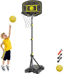 lot 4056 image: Kids Basketball Hoop GILIKOKO Adjustable Height 3.6 ft-6.2 ft Indoor Outdoor Toddler Plastic Basketball Goal Outside Yard Games Toys Gifts for Children