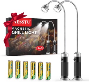 lot 2699 image: Grill Light Gifts for BBQ Lovers 2 Pack 8.3in Gooseneck with Strong Magnet - 360° Adjustable Hands Free Night Cooking Light Barbecue Accessories - Fathers Day Gifts for Dad Husband Men